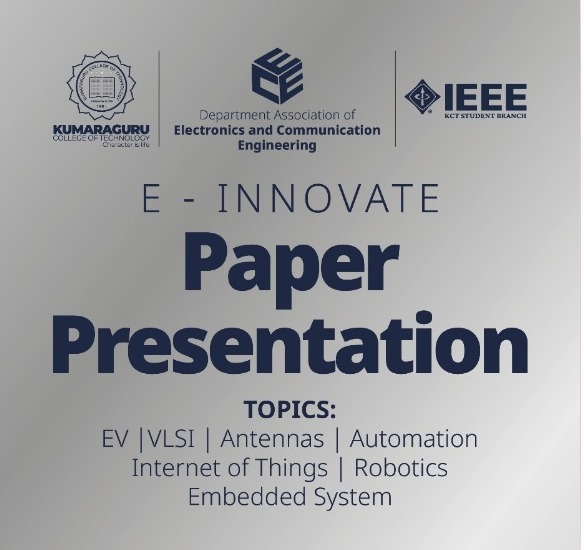 E - Innovate 2023, Kumarguru College of Technology, Paper Presentation Competition , Coimbatore